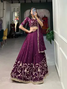 Aika Ethnic Motifs Embroidered Semi-Stitched Lehenga & Unstitched Blouse With Dupatta