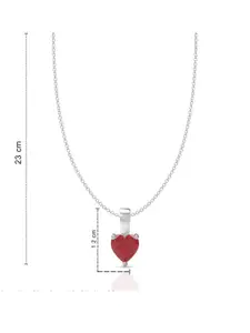 ANAYRA Men 925 Sterling Silver Artificial Stones Studded Heart Shaped Pendant With Chain