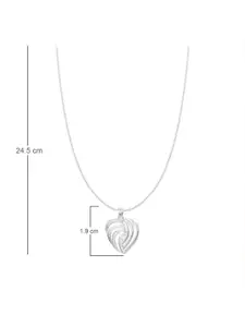 ANAYRA 925 Sterling Silver Cubic Zirconia Studded Heart Shaped Pendant With Chain