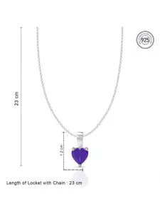 ANAYRA 925 Sterling Silver Artificial Stones Studded Heart Shaped Pendants with Chains