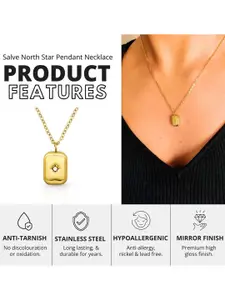 Palli Creation Stainless Steel Gold Plated Artificial Stones Studded Pendant With Chain