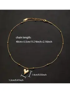 Palli Creation Gold-Plated Stainless Steel Heart Shaped Pendant With Chain