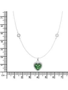 ANAYRA 925 Sterling Silver Artificial Stones Studded Heart Shaped Pendants with Chains