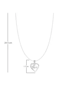ANAYRA 925 Sterling Silver Artificial Stones Studded Heart Shaped Pendants with Chains