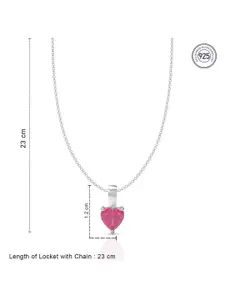 ANAYRA 925 Sterling Silver Artificial Stones Heart Shaped Pendant With Chain