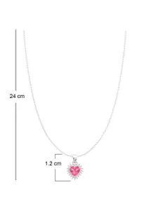 ANAYRA 925 Sterling Silver Artificial Stones Studded Heart Shaped Pendants with Chains