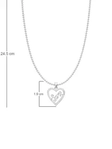 ANAYRA 925 Sterling Silver Artificial Stones Studded Heart Shaped Pendant With Chain