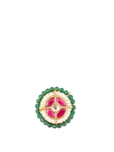 PANASH Gold-Plated Kundan Studded Ring Nosepin