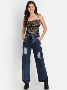 Chemistry Women Jean Wide Leg High-Rise Highly Distressed Light Fade Jeans