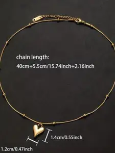 Palli Creation Gold Plated Stainless Steel Heart Shape Pendant With Chain