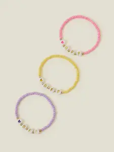 Accessorize London Girls Set Of 3 Artificial Beaded BBF Friendship Elasticated Bracelets