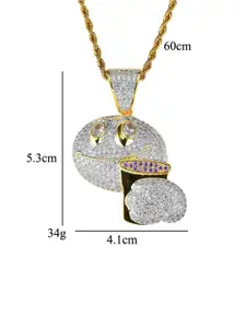 SALTYStainless Steel Artificial Stones Studded Pendant with Chain