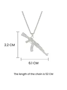 SALTY Stainless Steel Artificial Stones Studded Pendant with Chain