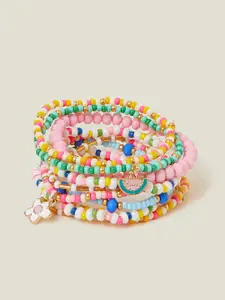 Accessorize London Girls Set Of 10 Artificial Beaded Fruit Charm Bracelets