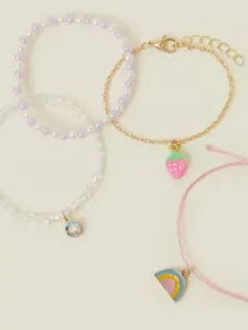 Accessorize London Girls Set Of 4 Spring Friendship Charm Bracelets