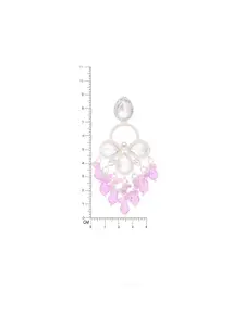 Anouk Silver-Plated Kundan Studded & Pearls Beaded Contemporary Drop Earrings