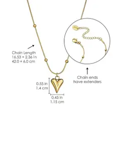 DIVASTRI Gold-Plated Stainless Steel Heart Shaped Pendant with Chain