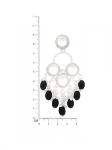 Anouk Silver-Plated Stone Studded & Pearls Beaded Contemporary Drop Earrings