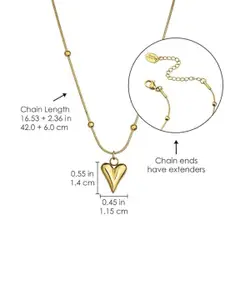DIVASTRI Gold-Plated Stainless Steel Heart Shaped Pendant with Chain