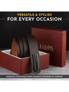 LOOPA Men Textured Leather Formal Belt