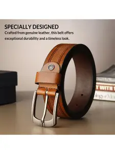 LOOPA Men Textured Leather Formal Belt