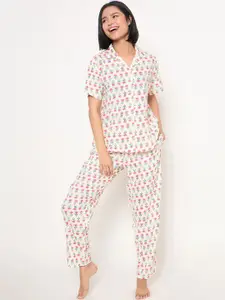 Clovia Women Geometric Print Night suit