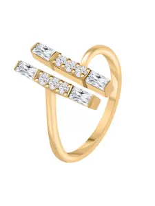 Ornate Jewels 925 Silver 18K Gold-Plated AD Studded Finger Ring
