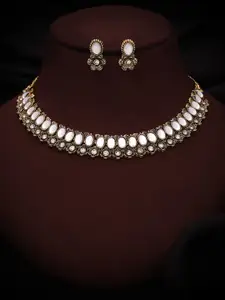 Anouk Gold-Plated American Diamond Studded Necklace & Earrings
