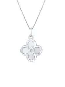 GLYTERS Sterling Silver Artificial Stones Studded Flora Luminesce Pendant