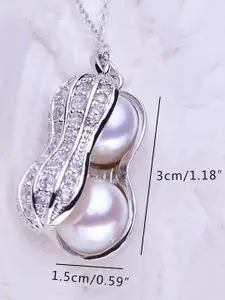 DIVASTRI Silver-Plated Cubic Zirconia Diamond Shaped Pendants with Chains