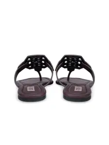 ROSSO BRUNELLO Women Solid Leather Regular Open Toe T-Strap Flats