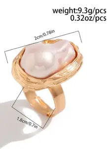 YU FASHIONS Gold-Plated Artificial Atone & Bead StuddedFingerRing