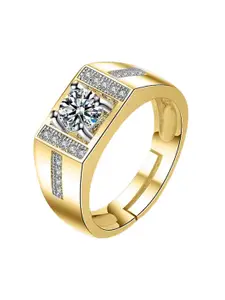 The Roadster Lifestyle Co Men American Diamond-Studded Adjustable Finger Ring