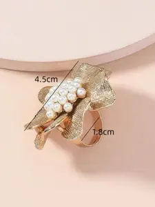 YU FASHIONS Gold-Plated Artificial Stone & Bead StuddedFingerRing