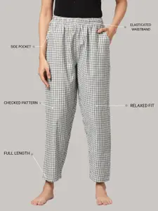 Kryptic Pack Of 2 Checked Pure Cotton Mid-Rise Lounge Pants