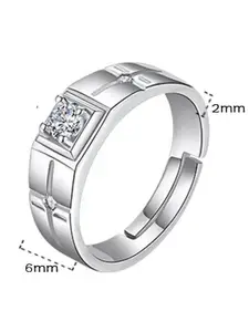 The Roadster LifestyleCo Silver-Plated American Diamond StuddedFingerRing