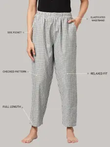 Kryptic Pack Of 2 Checked Pure Cotton Mid-Rise Lounge Pants