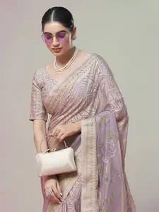 elora Geometric Printed Zari Banarasi Saree