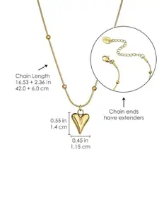 DressBerry Stainless Steel Gold-Plated Love Heart Shaped Pendant With Chain