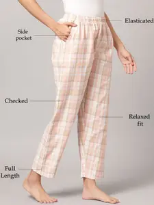 Kryptic Pack Of 2 Checked Pure Cotton Mid-Rise Lounge Pants