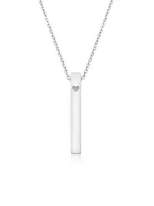 GLYTERS 925 Sterling Silver Rhodium-Plated Rectangular Bar Pendant with Chain