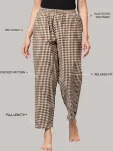 Kryptic Pack Of 2 Checked Pure Cotton Mid-Rise Lounge Pants