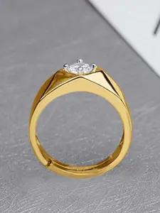 The Roadster Lifestyle Co Men American Diamond-Studded Adjustable Finger Ring