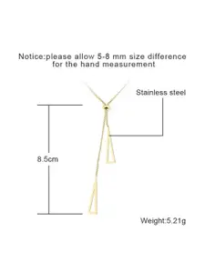 DressBerry Stainless Steel Gold-Plated Triangular Tie Pendant With Chain