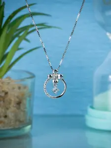 GLYTERS 925 Sterling Silver Rhodium-Plated Pendant With Chain