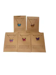 DressBerry Set Of 5 Gold-Plated Butterfly Shaped Pendant With Chain