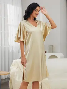 DressBerry Women V-Neck Short Sleeves Above Knee Nightdress