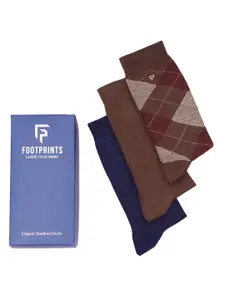 FOOTPRINTS Men Pack Of 3 Checked Calf-Length Socks