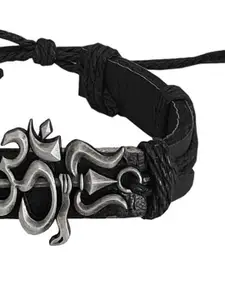M Men Style Men Lord Shiv Mahadev Leather Wraparound Bracelet