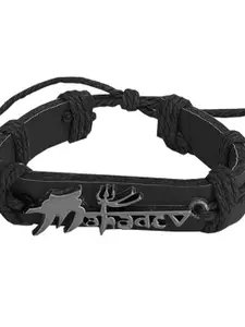 M Men Style Men Lord Shiva Mahadev Leather Wraparound Bracelet